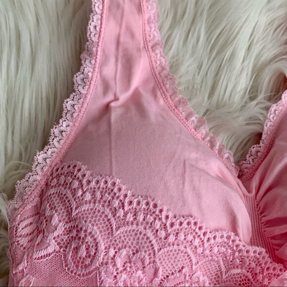 Nwt Pink Lift Wireless Front X Buckle Lace Bralette - Picture 11 of 16